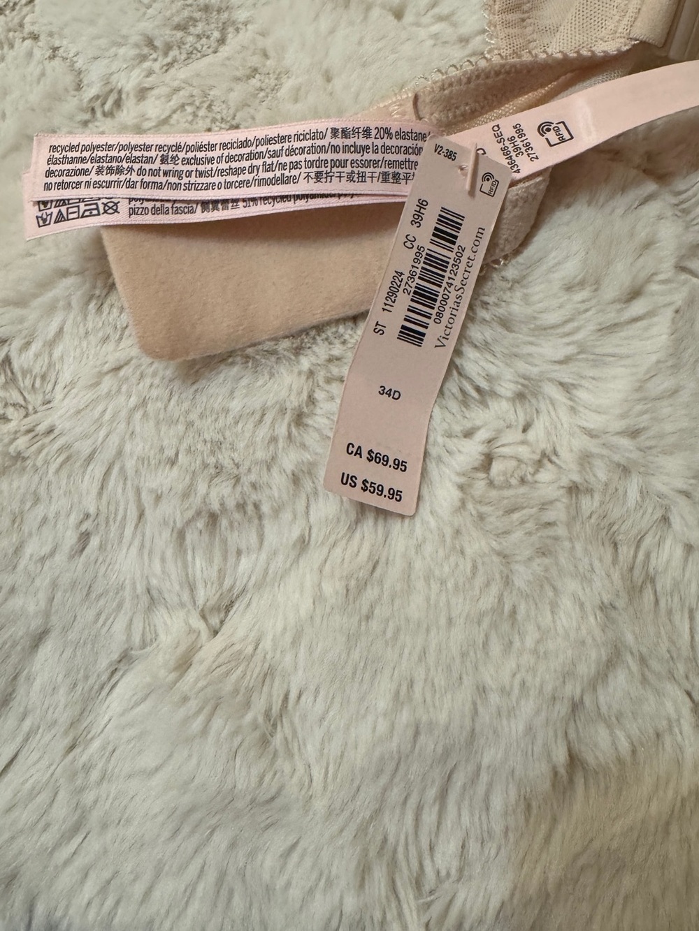 NWT Victoria Secret Very Sexy Envy Low-Cut Push-Up Bra With Lace Marzipan 34D - Picture 6 of 10